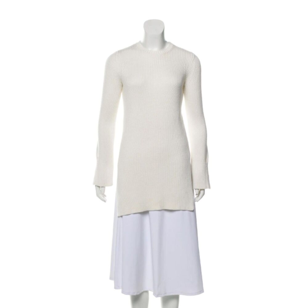 The Row Long Cotton Sweater Jumper Ivory White Bell Sleeve Crew Neck Women Small